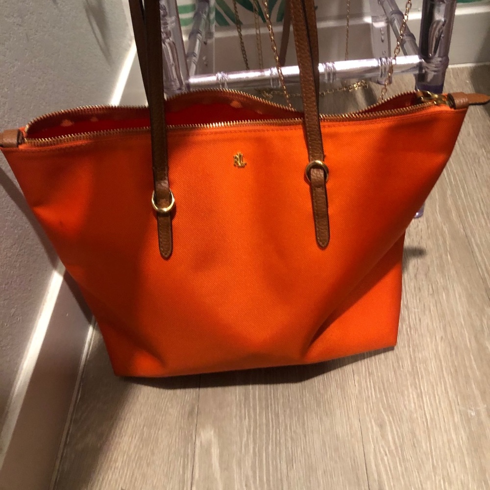 Ralph Lauren orange medium size tote, used once.